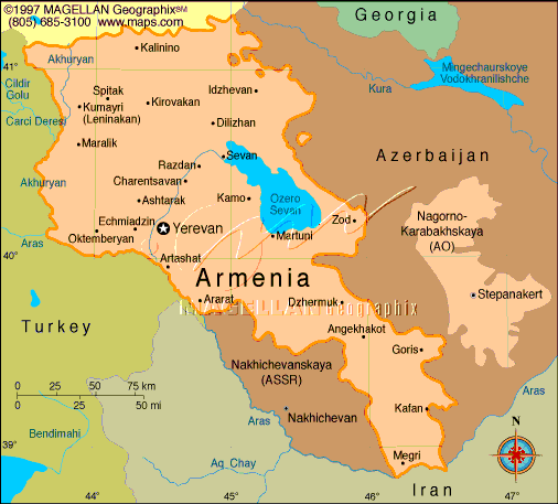 Cartina geografica Map of Armenia Mappa - Carta