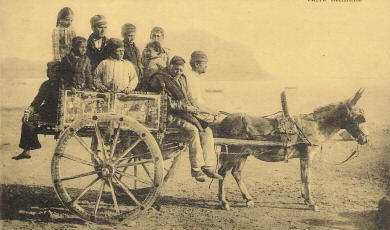 Singolare foto storica di un carretto siciliano d'epoca - Palermo in Sicilia