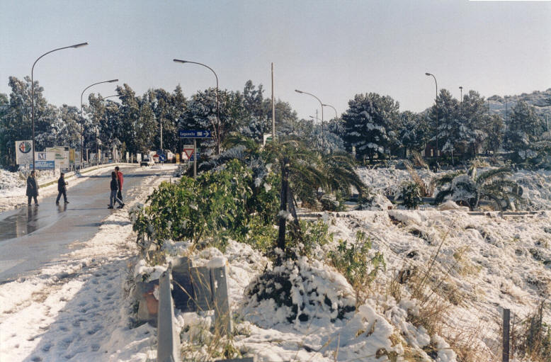 Rocca di Caprileone - La storica neve del Gennaio 1999 (zona svincolo autostrada)
