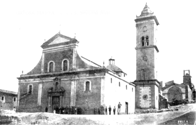 La chiesa di san nicola di bari di gioiosa marea (messina) in uno storico fotogramma in bianco e nero dell'epoca