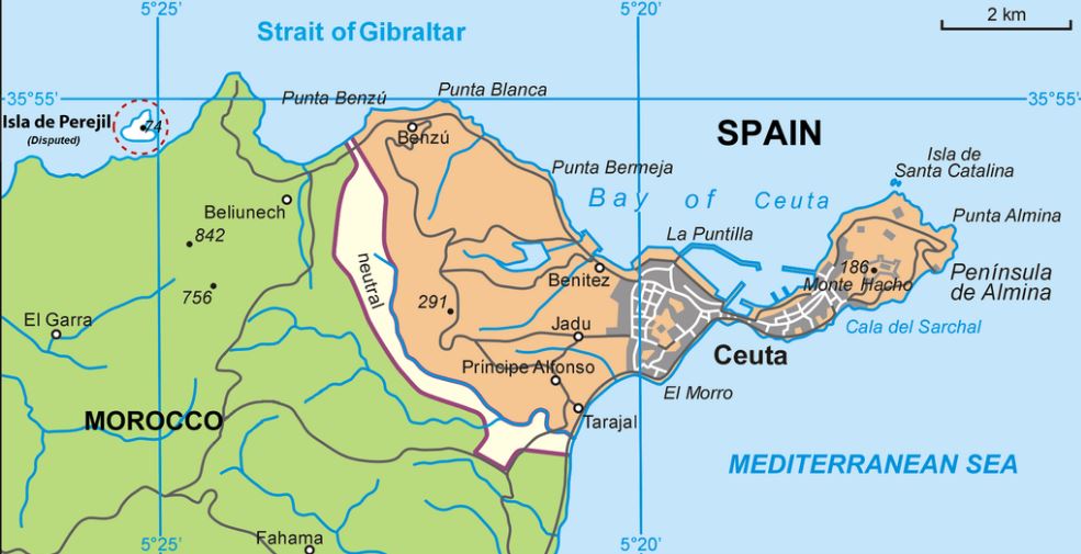 cartina geografica mappa del ceuta