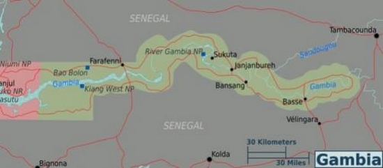 Cartina geografica mappa - Gambia Carta capitale Banjul