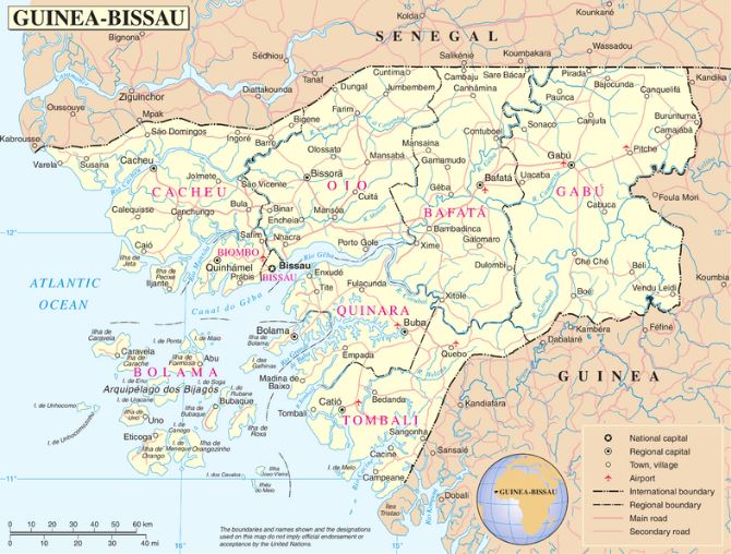Cartina geografica mappa - Guinea Bissau Carta