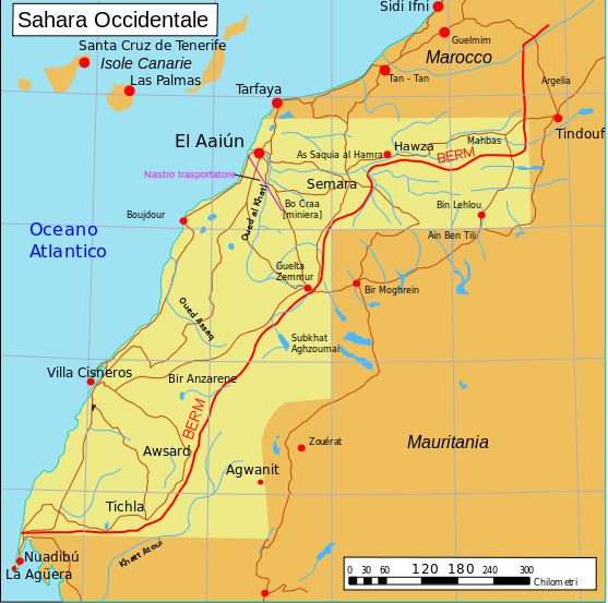 cartina geografica mappa sahara occidentale
