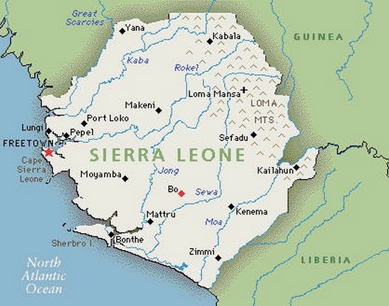 Cartina geografica sierra leone - capitale Freetown Carta
