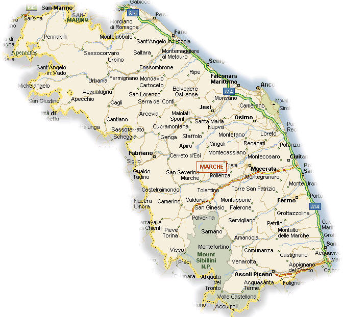 Cartina geografica delle Marche - Mappa - Carta