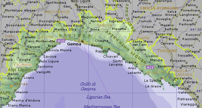 Cartina geografica della regione Liguria - Mappa - Carta