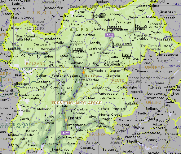 Cartina Geografica Della Regione Del Trentino Alto Adige Mappa O Carta