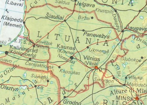 Cartina geografica della Lituania la capitale  Vilnius Mappa - Carta