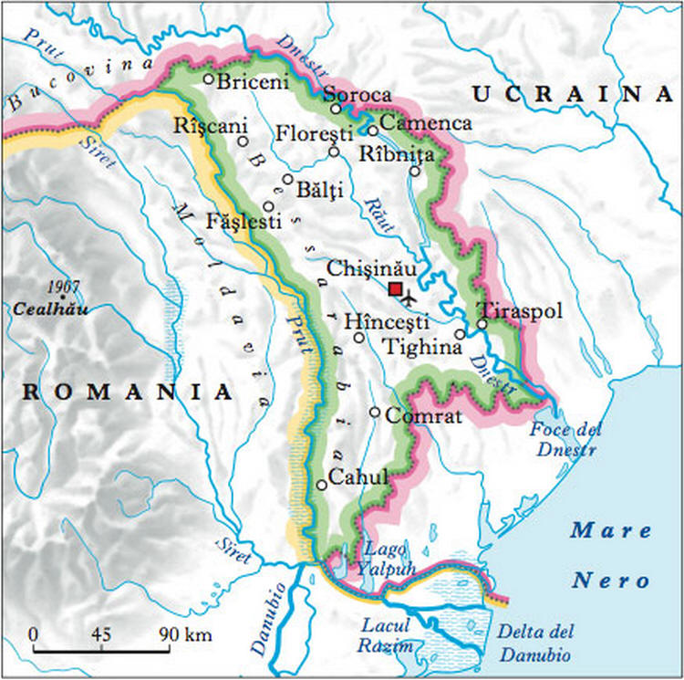 Cartina geografica della Moldavia - La capitale  Chisinau Mappa - Carta