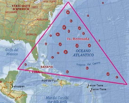 Cartina geografica delle triangolo delle Bermuda. Mappa - Carta. Map of Bermuda Triangle