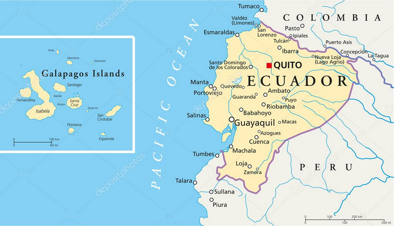 Cartina geografica dell'ecuador capitale Quito Mappa - Carta