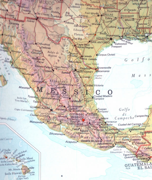 Cartina geografica dello stato del Messico - Mappa - Carta - Capitale Citt del Messico